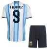 Conjunto Argentina J. Alvarez 9 Equipamento Principal Mundial 2026 - Criança